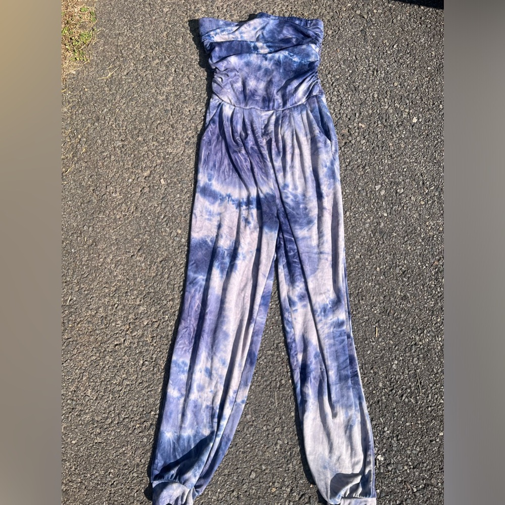 tie dye tube top jumpsuit